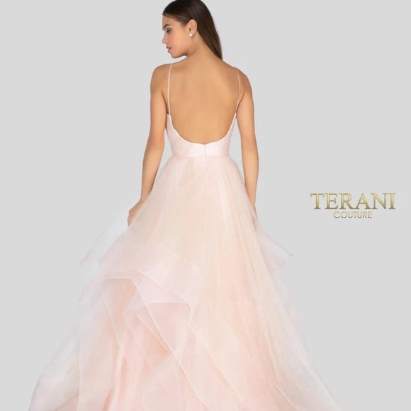 Terani Couture Ruffle Glittery Tulle Ball Gown - Picture 2 of 8